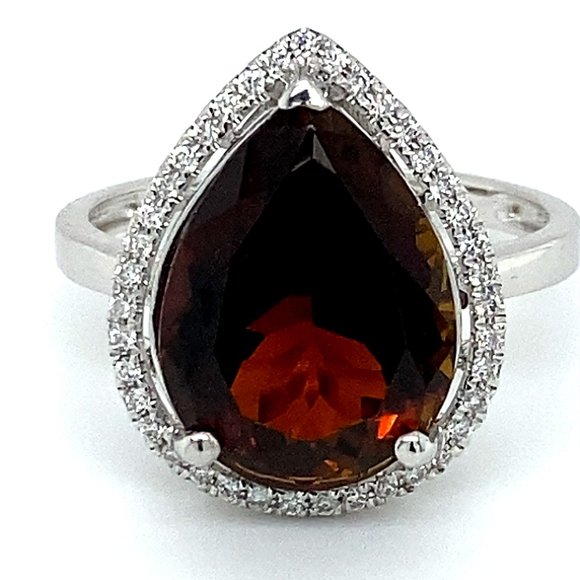 Certified Orange Tourmaline 6.24ct Diamond Ring - Picture 7 of 10